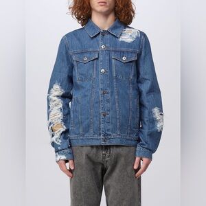 J.W. Anderson Distressed Denim Jacket in Light Blue, Size L New w/Tag 1,050